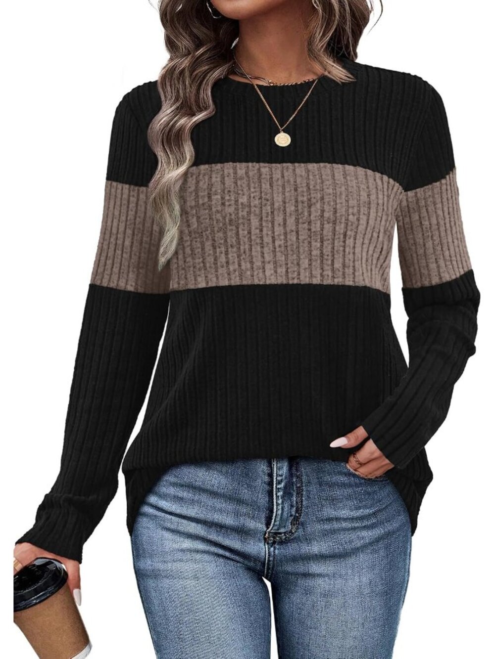 Soft Lightweight Women's Color Block Long Sleeve Tunic - Fall Fashion Staple